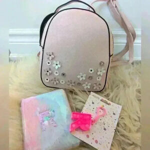 Small pink Backpack, Notebook, Keychain - New